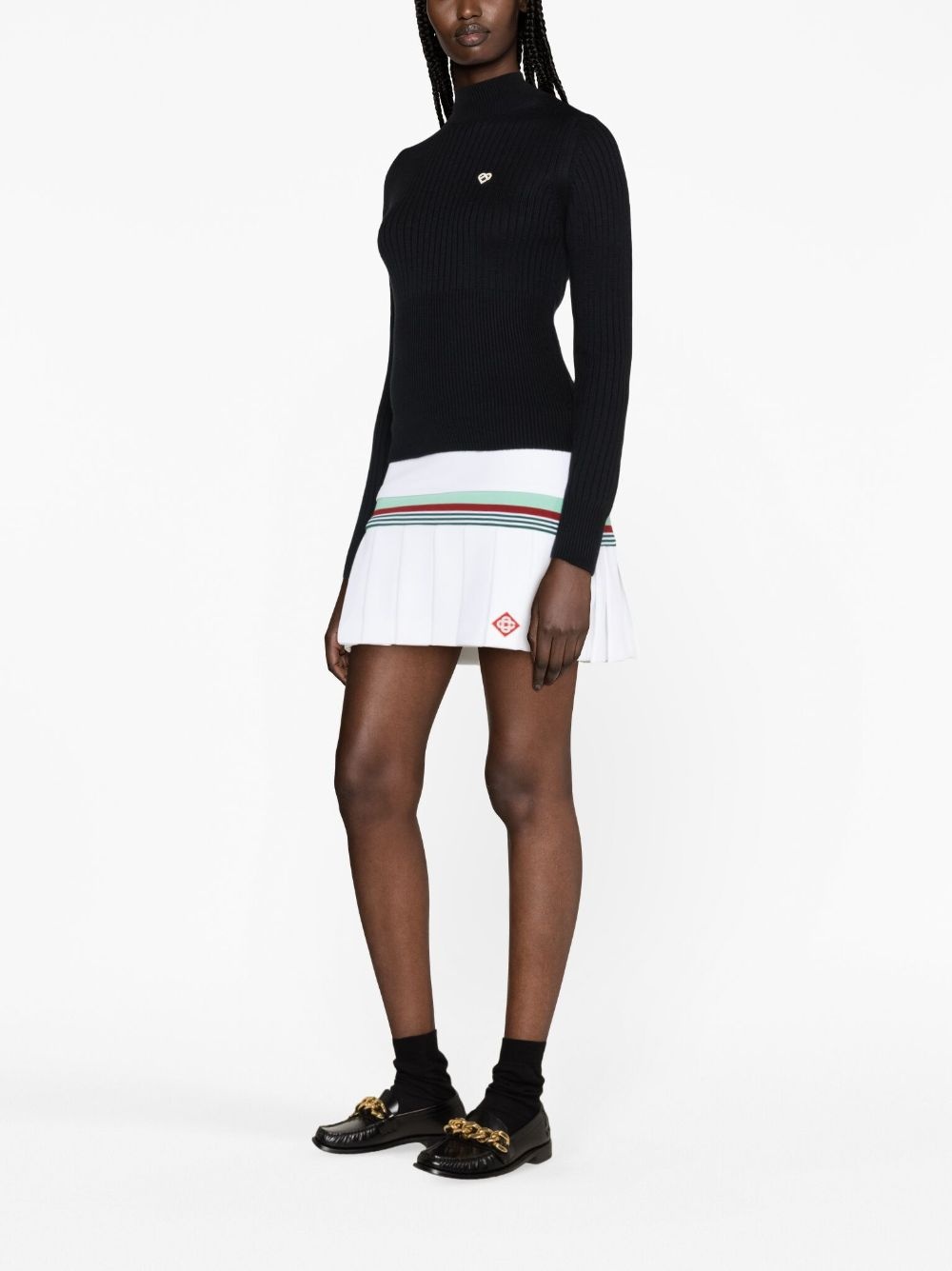 logo-plaque ribbed jumper - 3