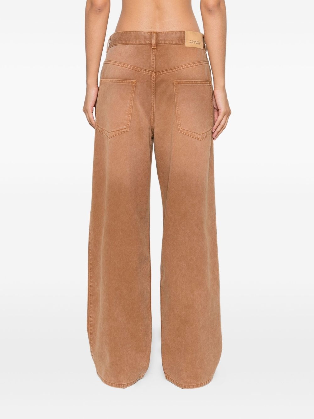 pleat cotton straight-leg jeans - 4