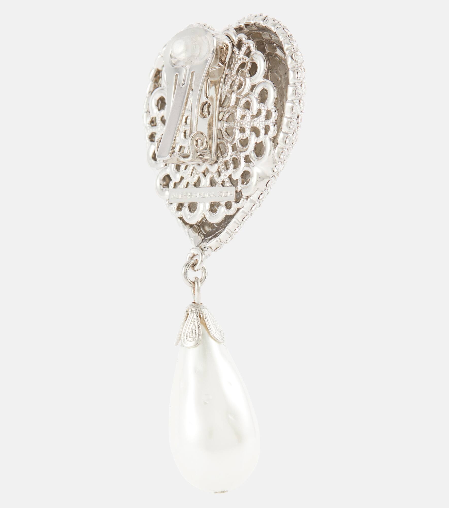 Embellished faux pearl clip-on earrings - 5