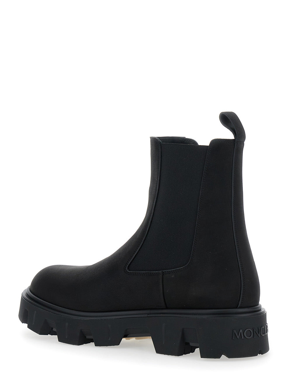 Moncler Men 'Peack' Black Ankle Boots With Elastic Details In Leather Woman - 3