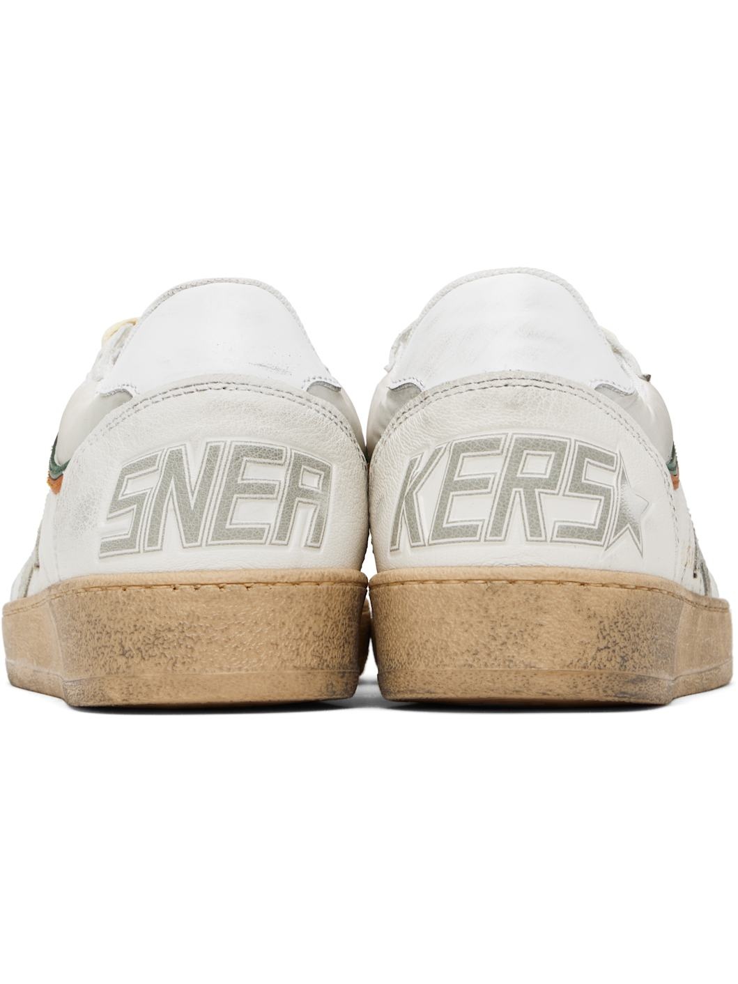White & Beige Ball Star Sneakers - 2