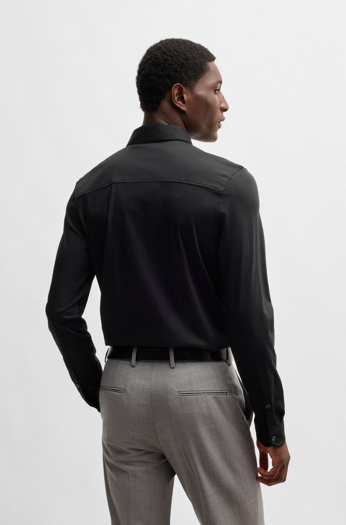 SLIM-FIT LONG-SLEEVED SHIRT IN MERCERIZED COTTON - 5