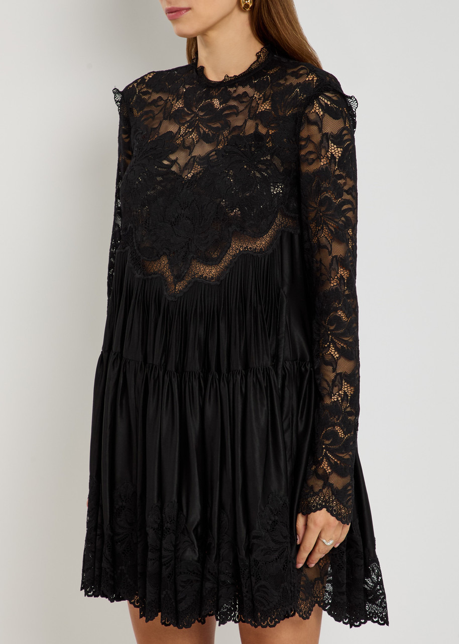 Rabanne Floral Guipure Lace and Satin-jersey Mini Dress - 2