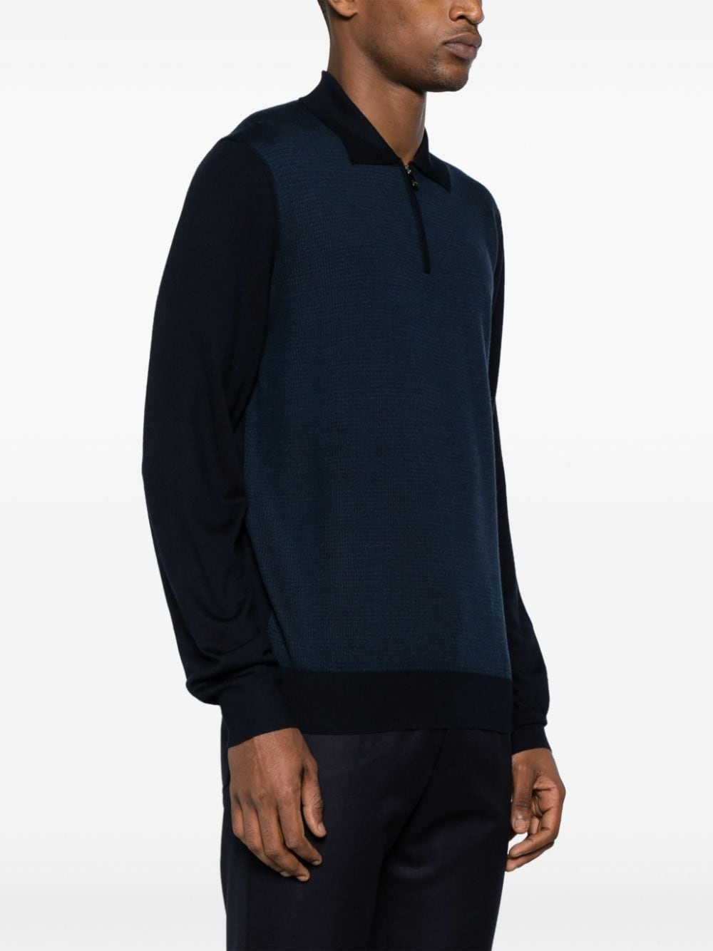 half-zip virgin wool polo shirt - 3