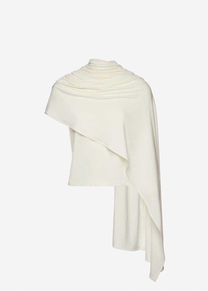 Fitted t-shirt with scarf in cream 1