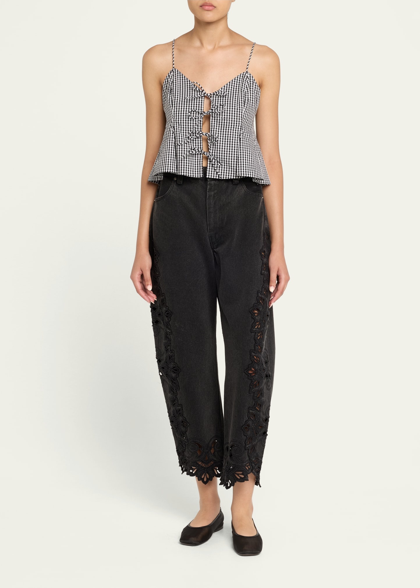 Neci Gingham Tie-Front Cami - 2