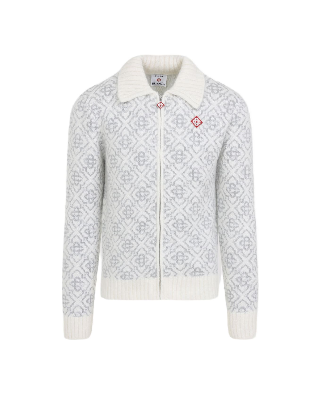 Silver Monogram Zip Up Sweatshirt - 1