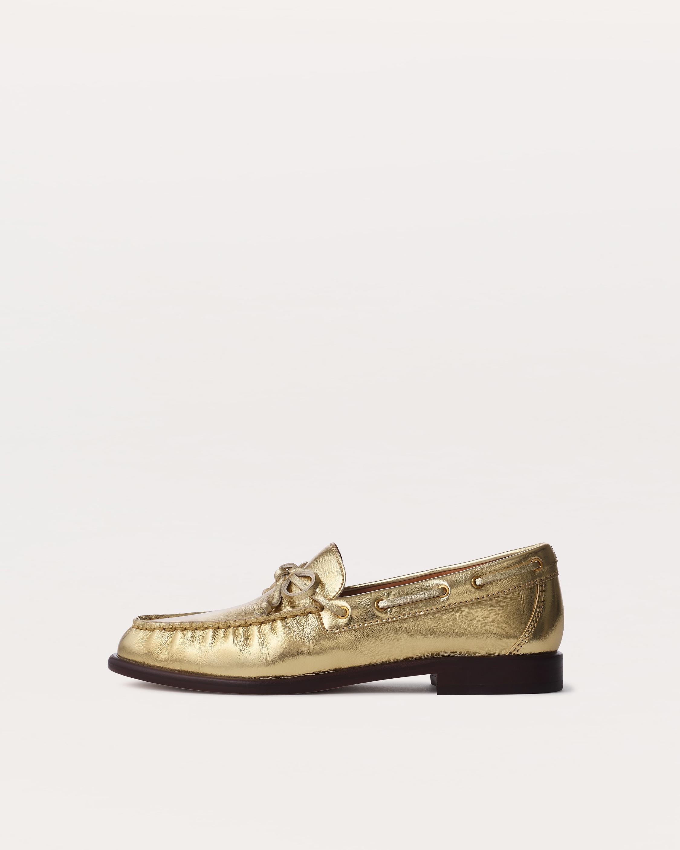 Carter Metallic Leather Boat Shoes - 1