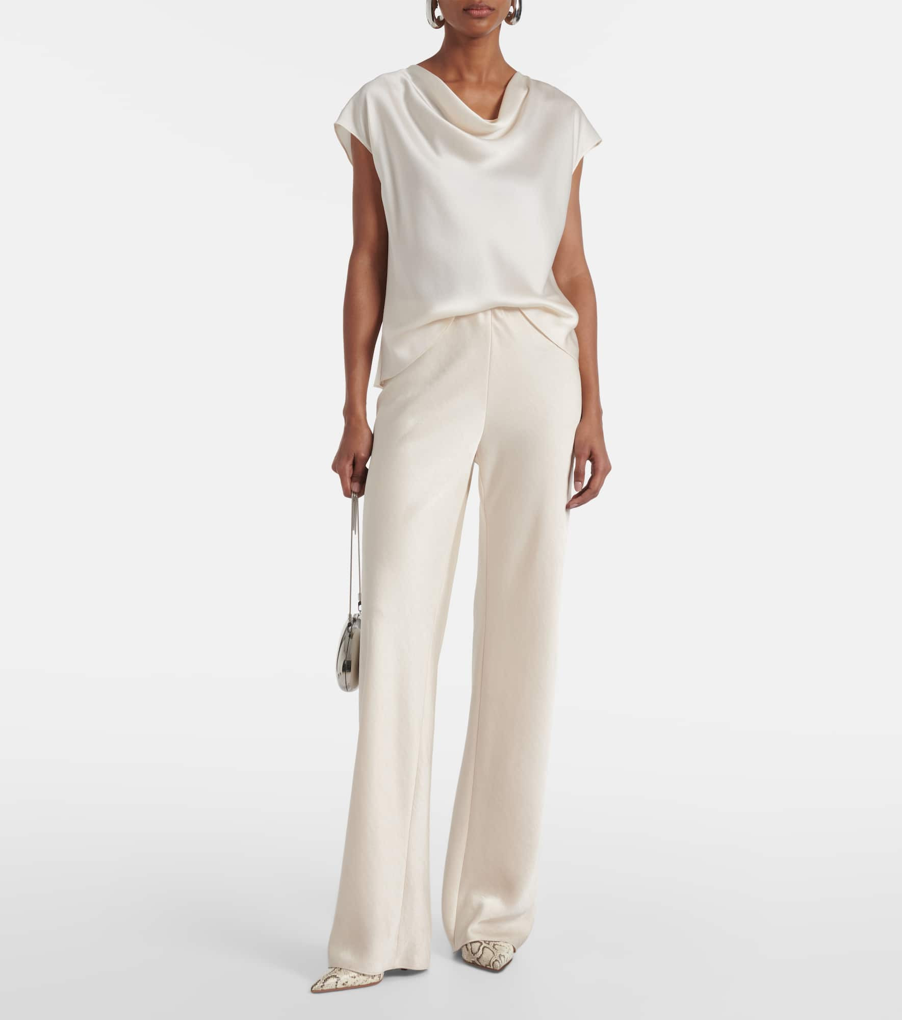 High-rise satin wide-leg pants - 2