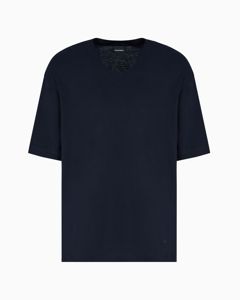 SILK-BLEND JERSEY V-NECK T-SHIRT - 1