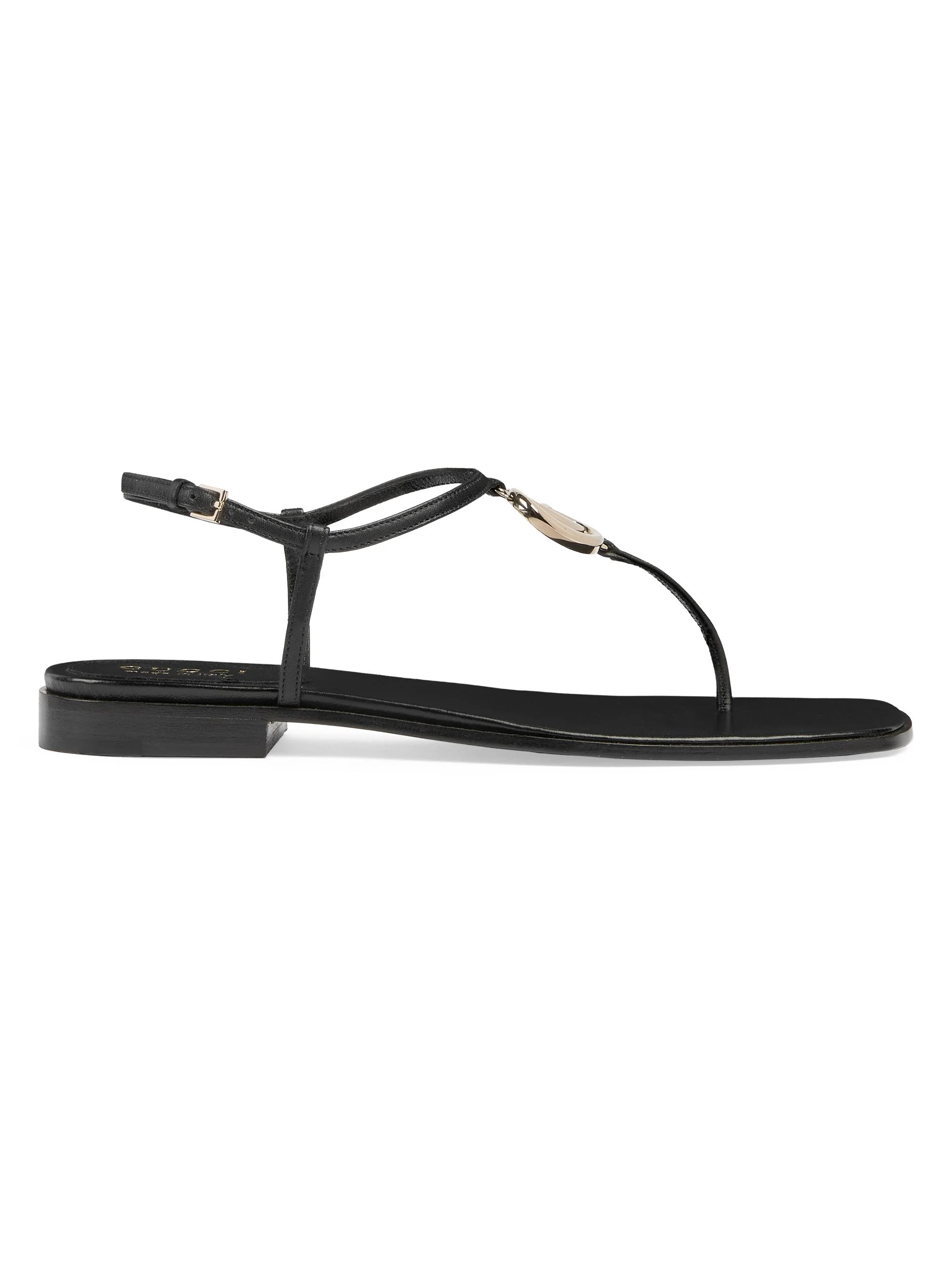 Women's New Marmont Leather T-Strap Sandals - Black - 1