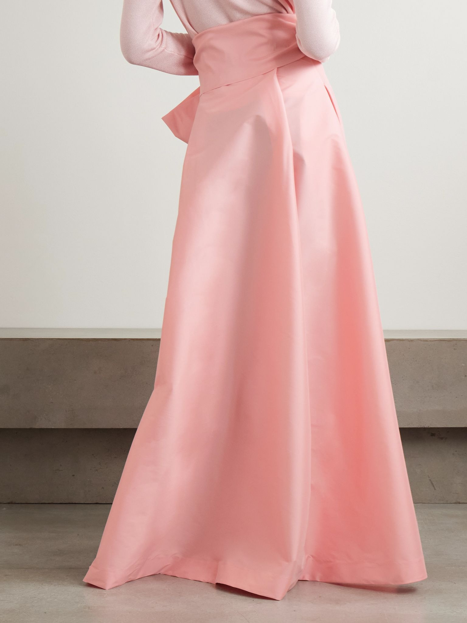 Beatrice belted taffeta maxi skirt Pink - 3