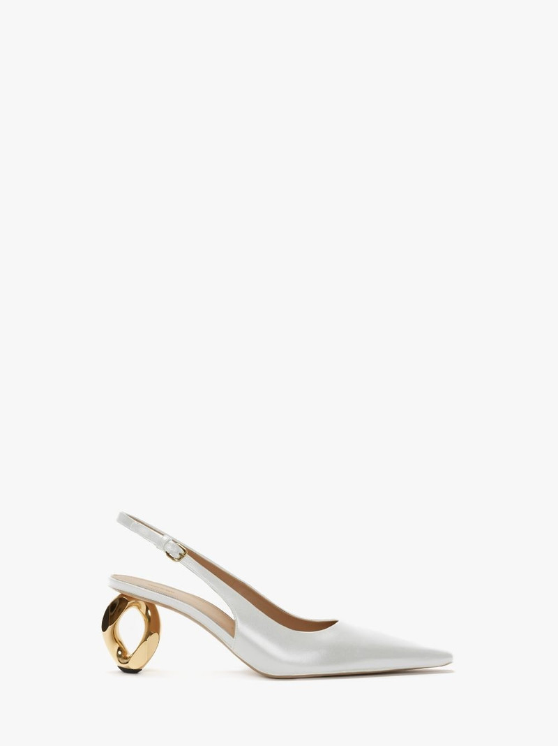 CHAIN HEEL LEATHER SLINGBACK SANDALS 1