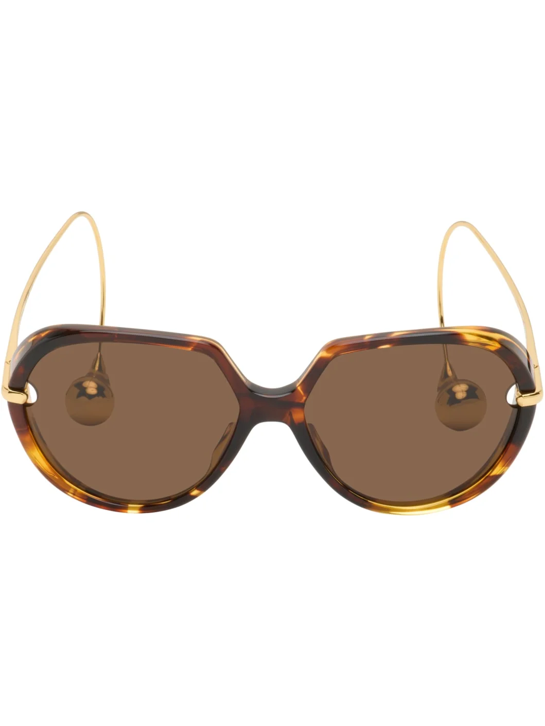 Brown & Gold Drop Aviator Sunglasses - 1