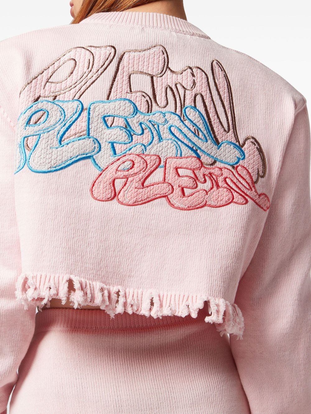 logo-embroidered cropped cotton cardigan - 5
