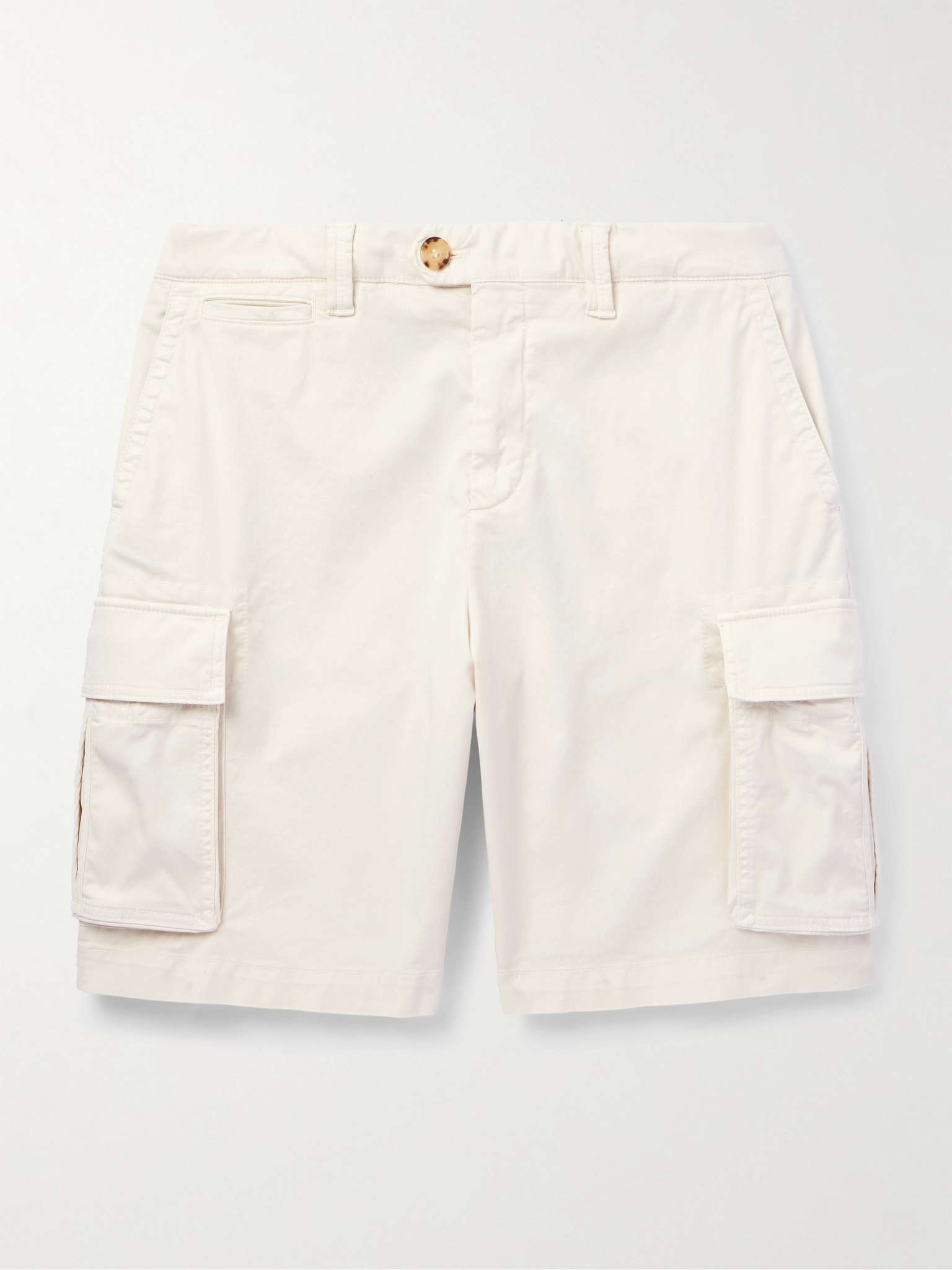 Straight-Leg Cotton-Blend Twill Cargo Shorts - 1