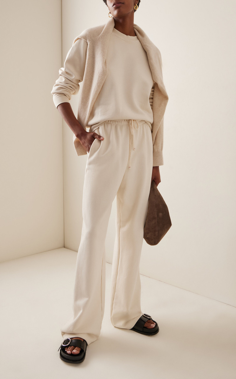 LES TIEN Linda Classic Raglan-Sleeve Cotton Sweatshirt ivory outlook