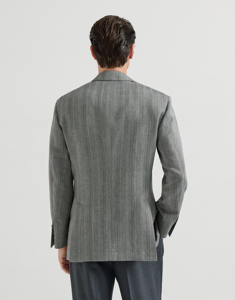 Brunello Cucinelli Hemp, virgin wool and silk chevron Tailor blazer outlook