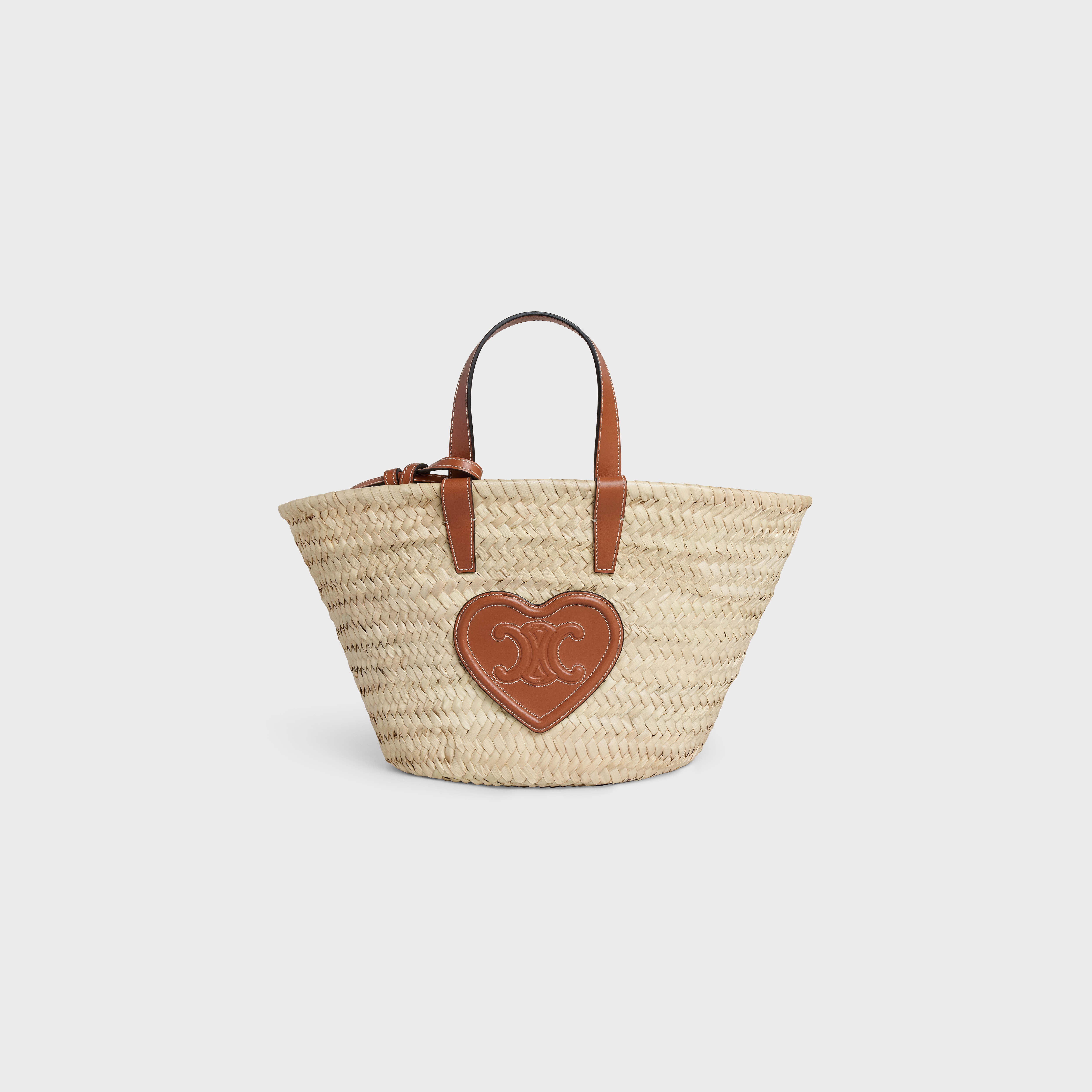 Teen Triomphe Celine Classic Panier in palm leaves with Calfskin heart patch - 1