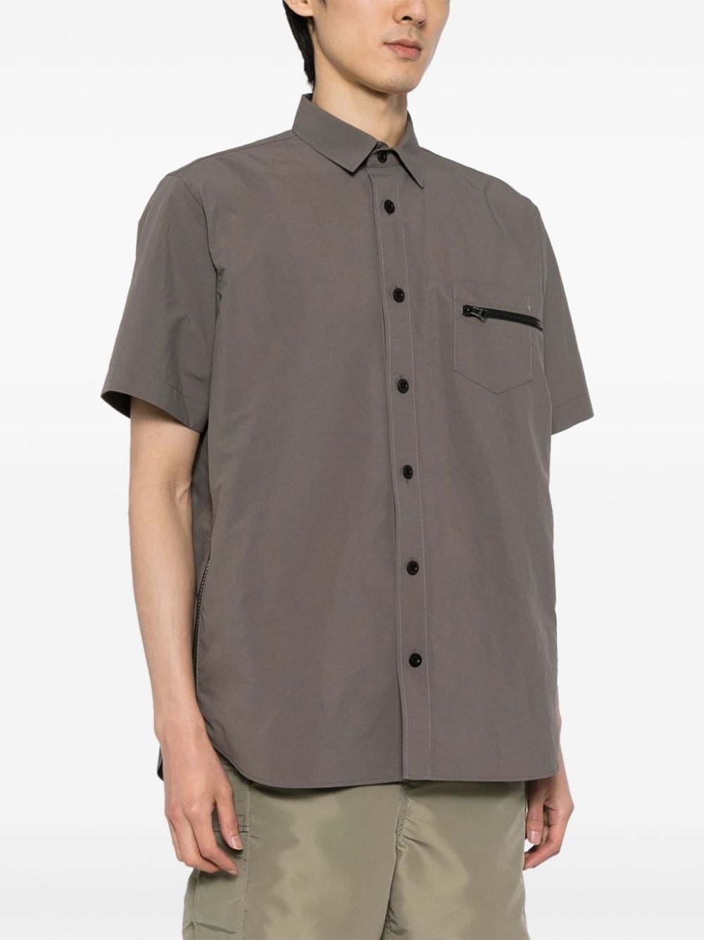 zip-pocket spread-collar shirt - 3