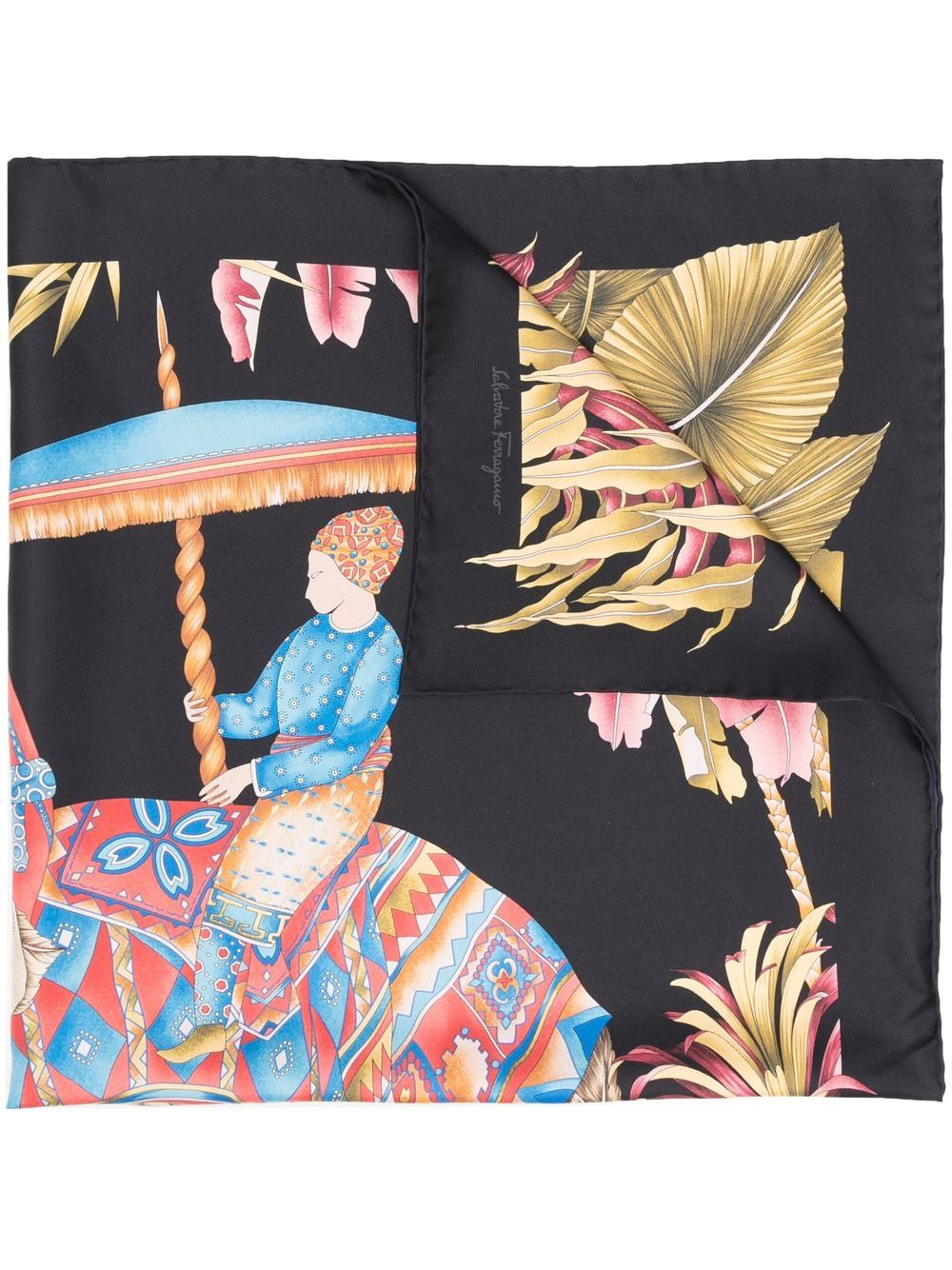 Ferragamo Women India Print Silk Scarf - 1