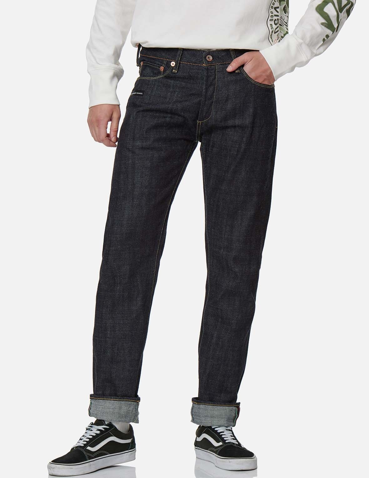 HANDPAINTED SEAGULL SLIM STRAIGHT FIT SELVEDGE DENIM JEANS #2010 - 4