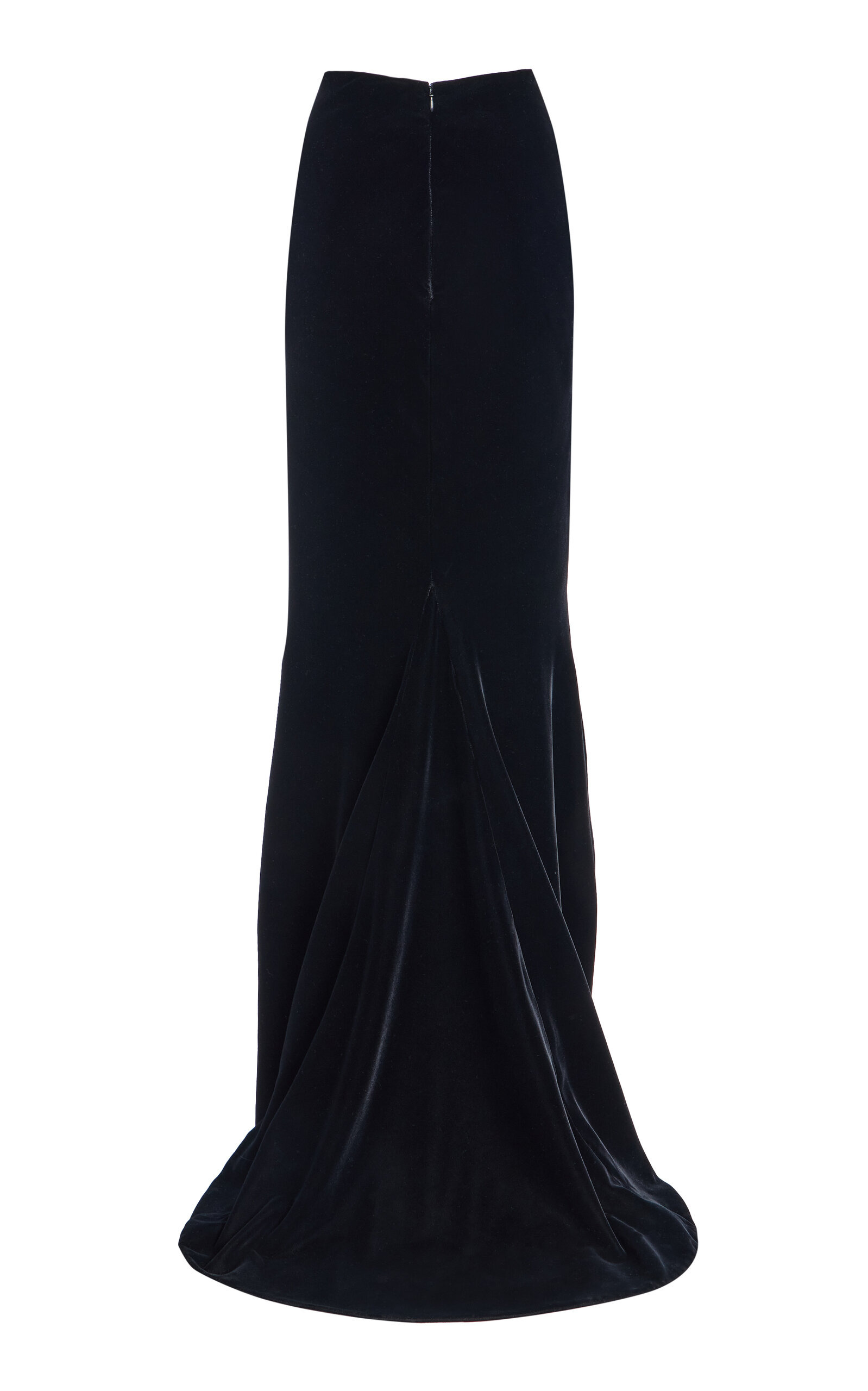 Train-Detailed Velvet Maxi Skirt black - 6