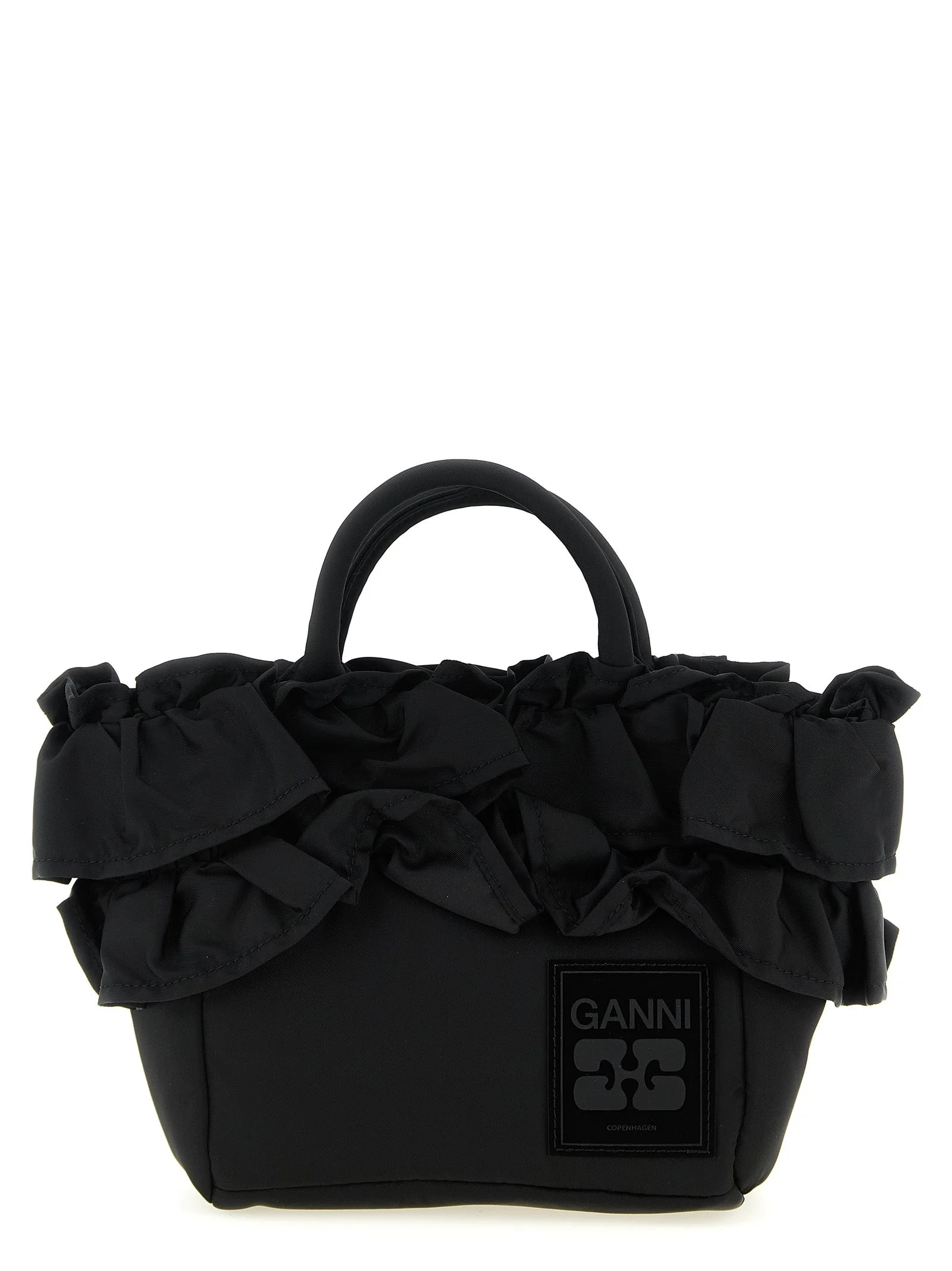 Mini Shopper Ruffle Hand Bags Black - 1