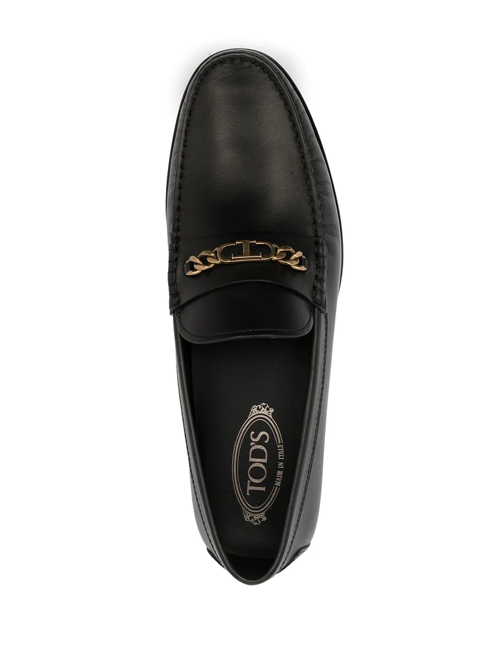 chain-embellished leather loafers - 4