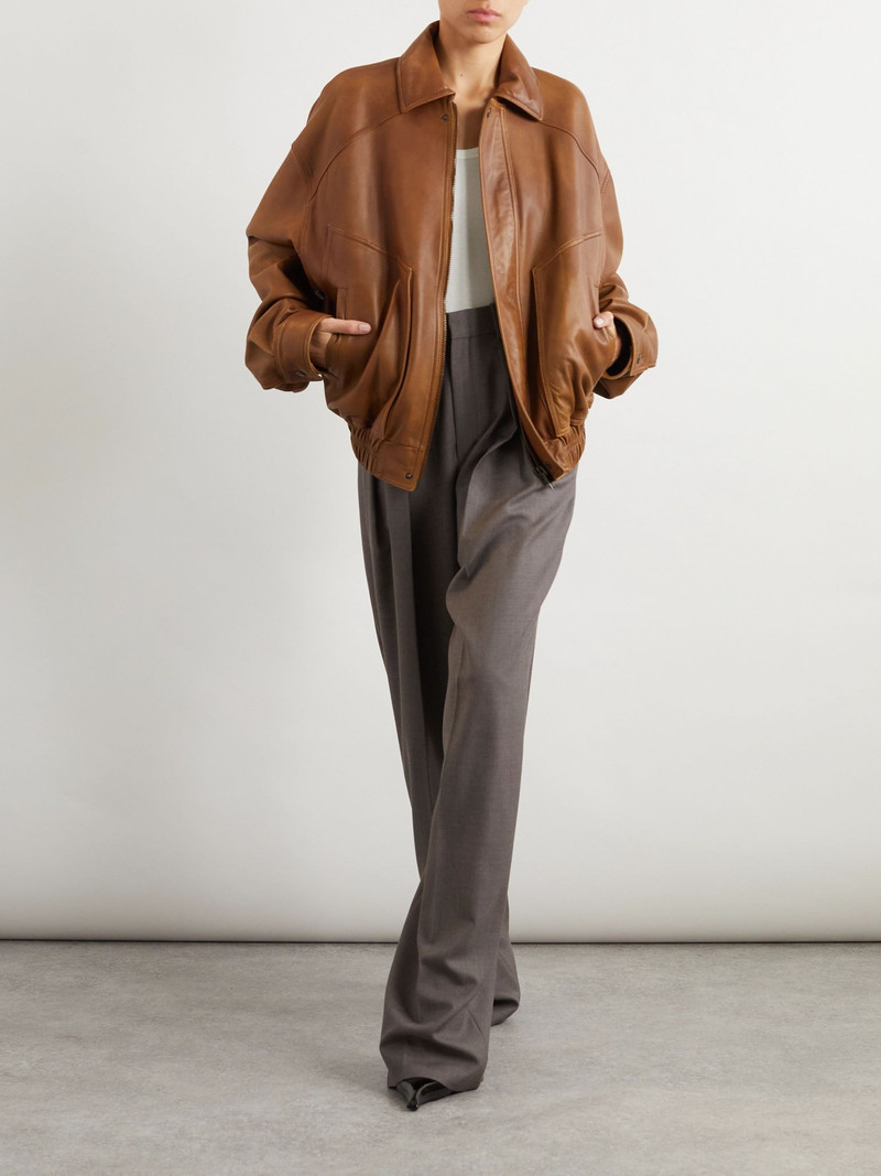 SAINT LAURENT Leather jacket Brown outlook