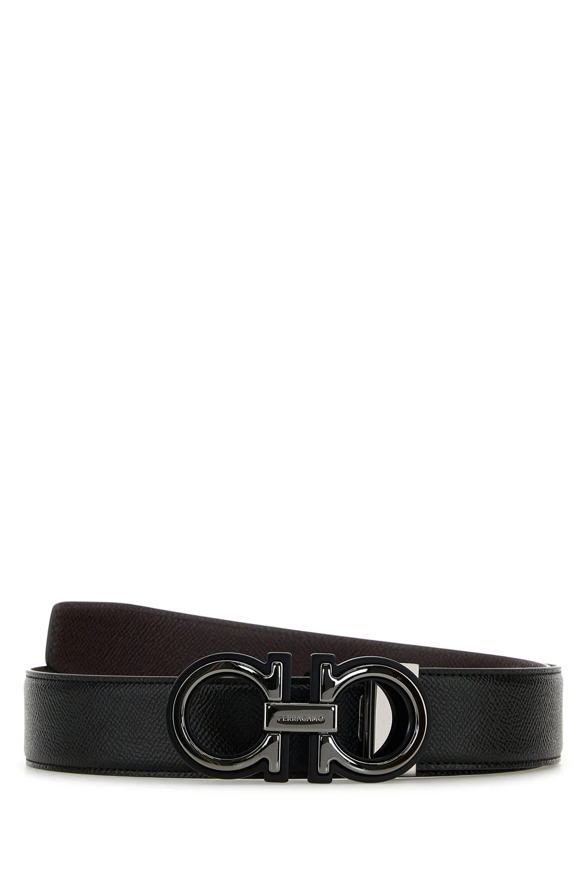 Black leather reversible belt - 1