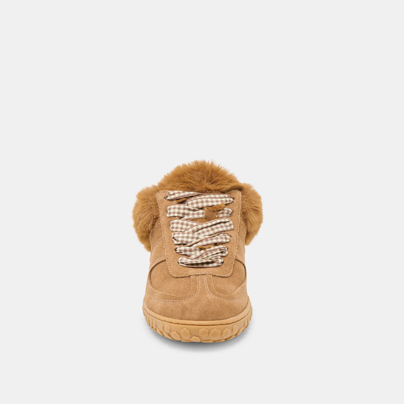 IZZEY PLUSH SNEAKERS LT BROWN SUEDE 6