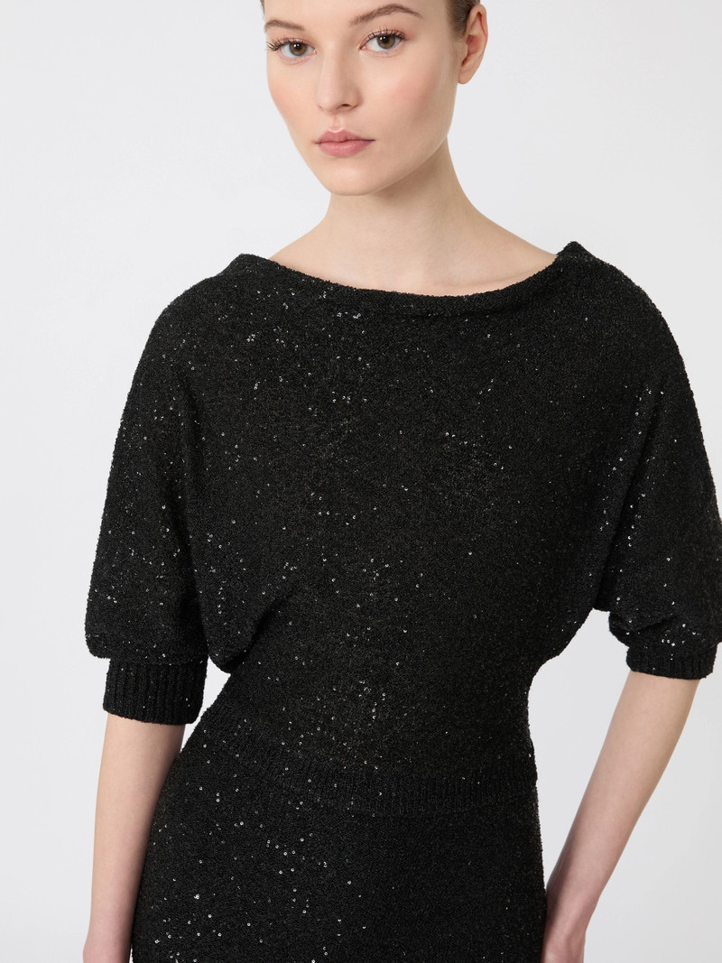 GETTO Sequinned viscose yarn dress - BLACK 5