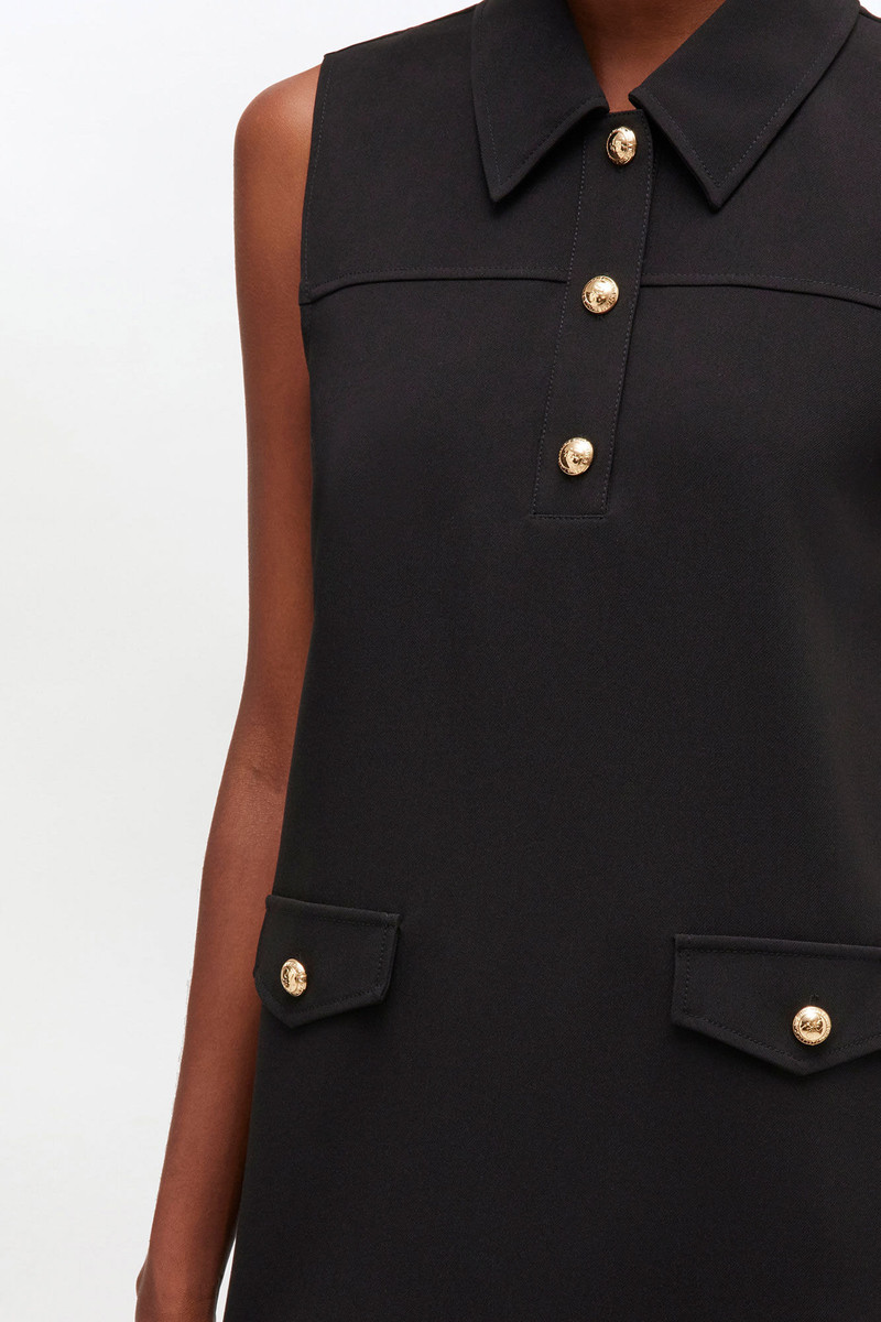 BLACK TWILL SUITING MINI DRESS 4