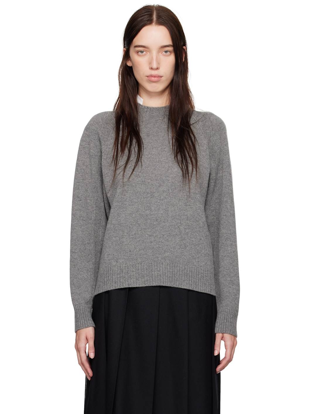 Gray & White Knit Sweater - 1