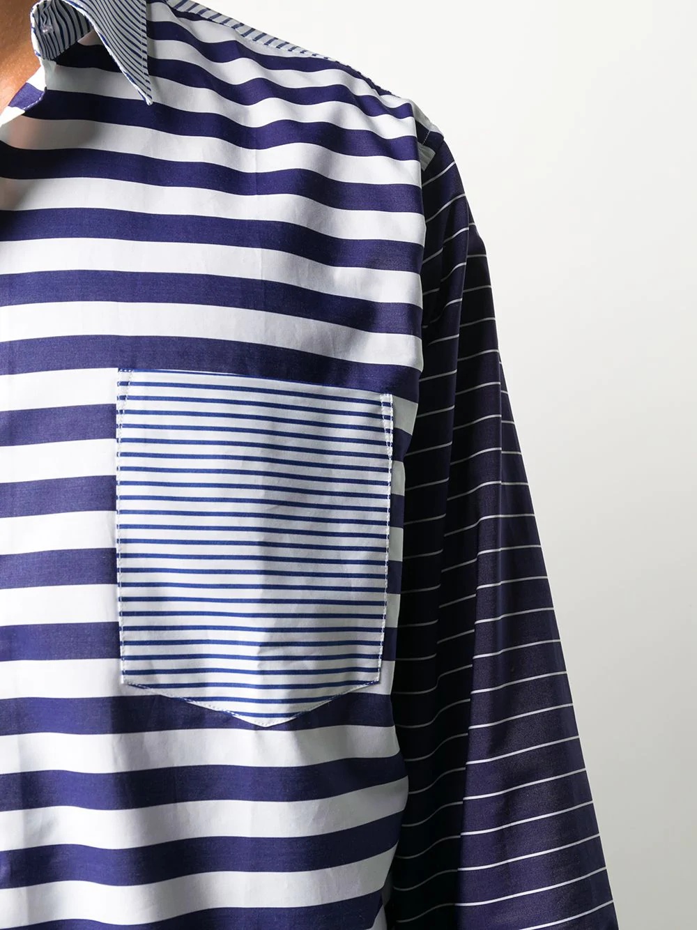 striped panelled cotton shirt - 5