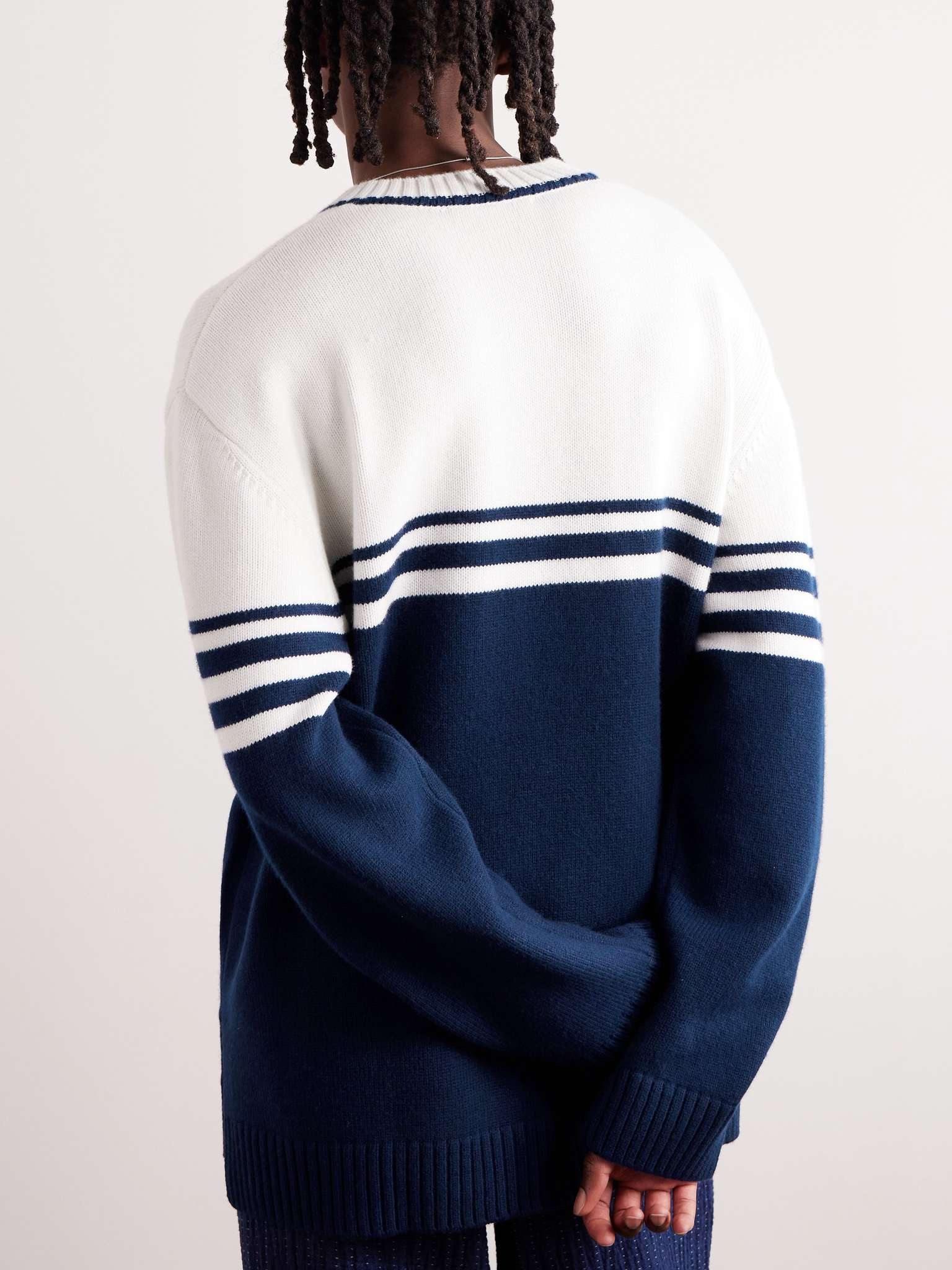 Two-Tone Intarsia Wool Sweater - 3