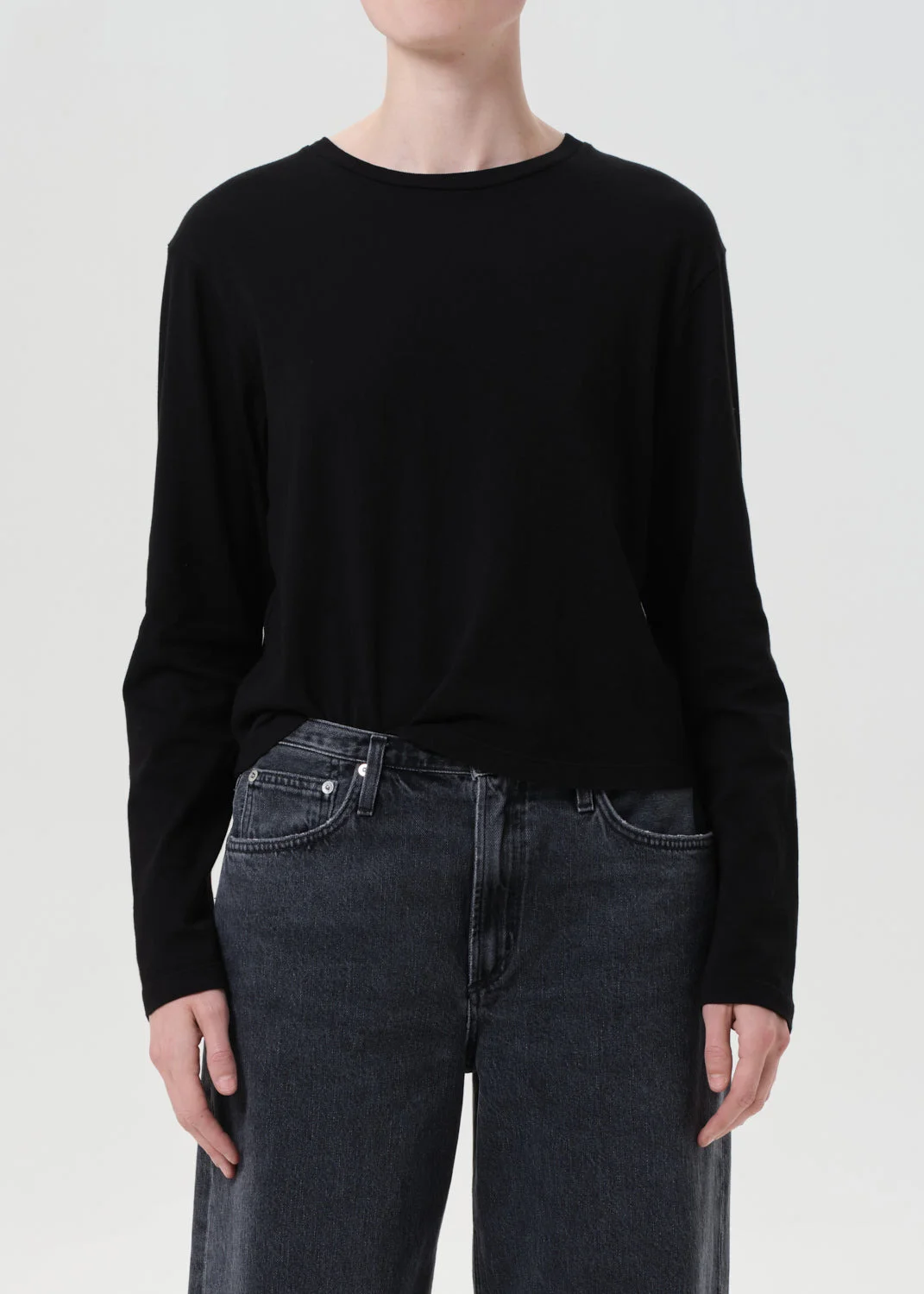 SYDNEY LONG SLEEVE TEE IN BLACK - 1