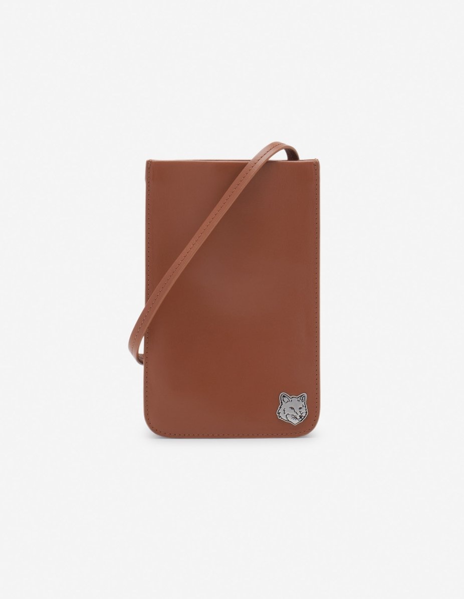 MAISON KITSUNE｜CROSSBAGS (FOX HEAD NECK POUCH (MM05340L MAISON KITSUNÉ Fox Head Neck Pouch in Black | SVD USA