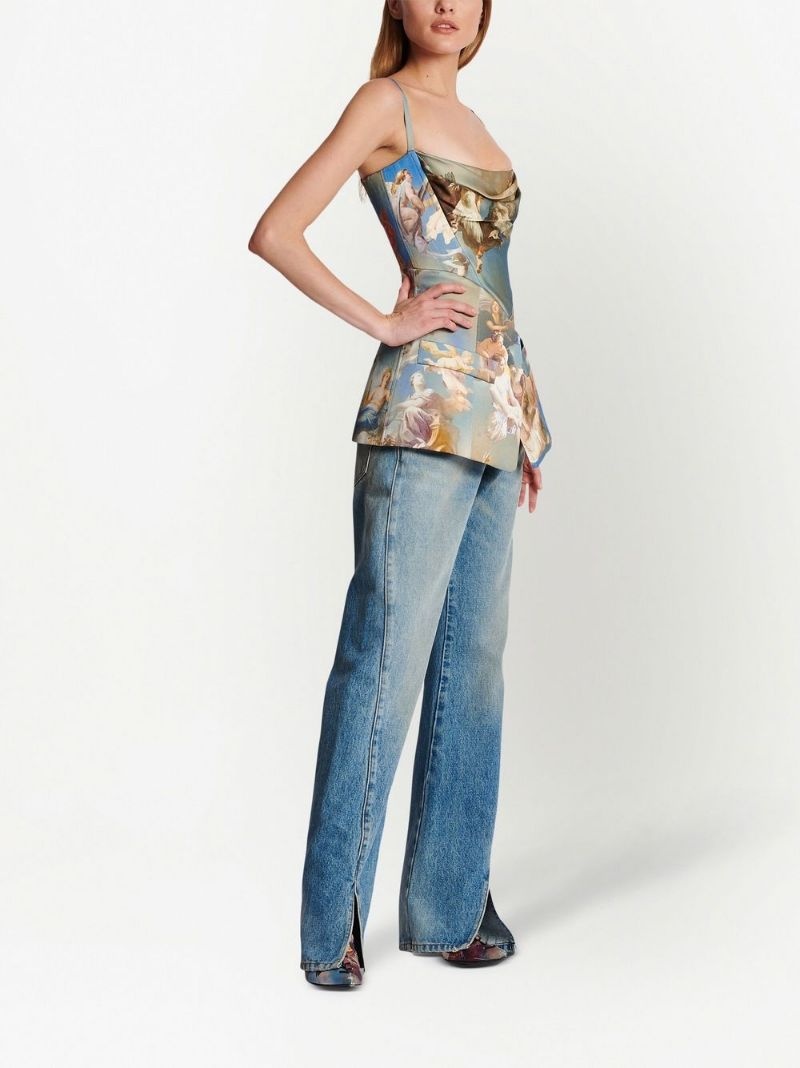 sky-print tailored corset top - 3