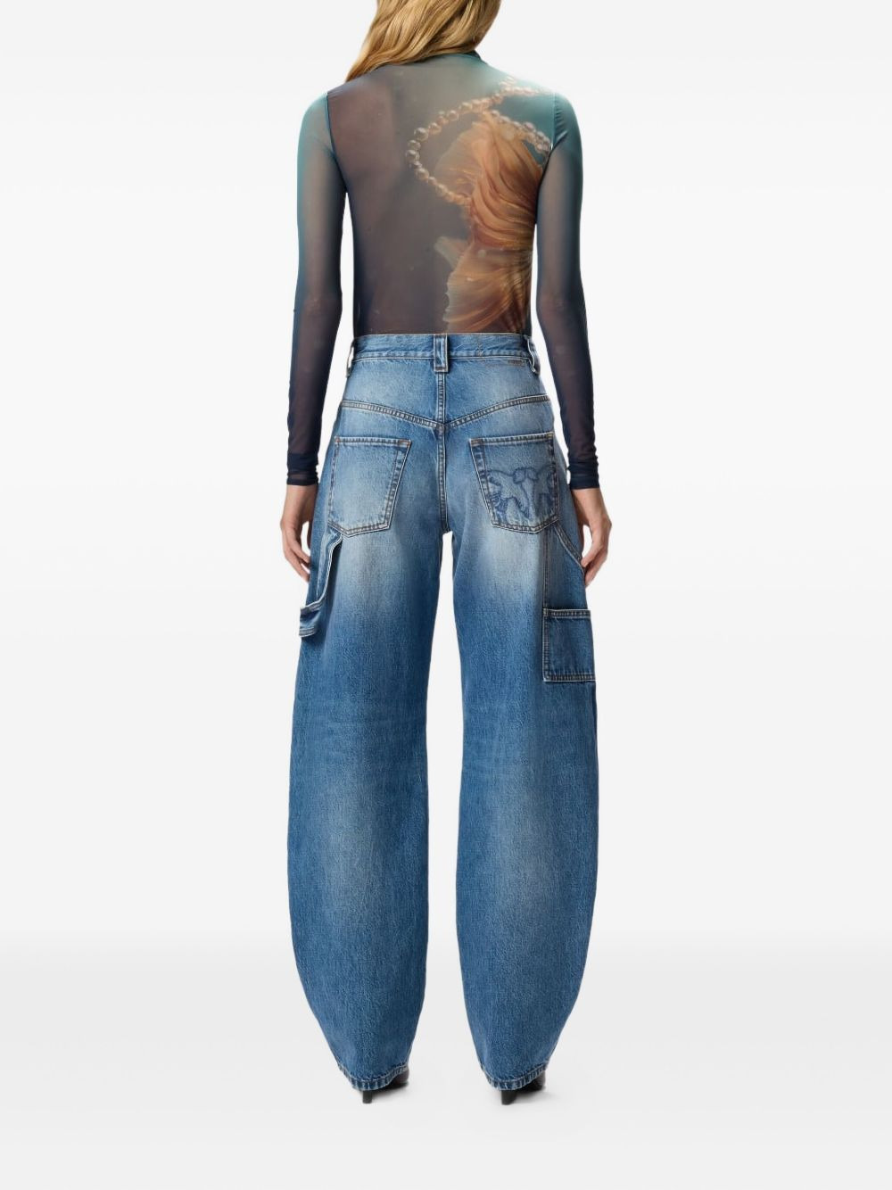fish-print mesh top - 3