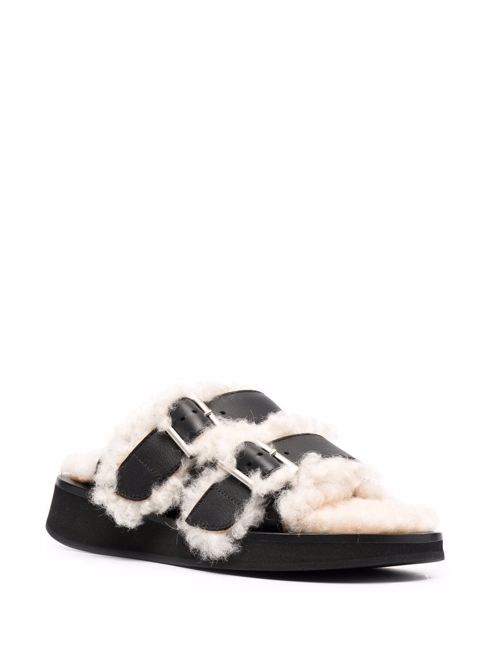 shearling-detail flat sandals - 2