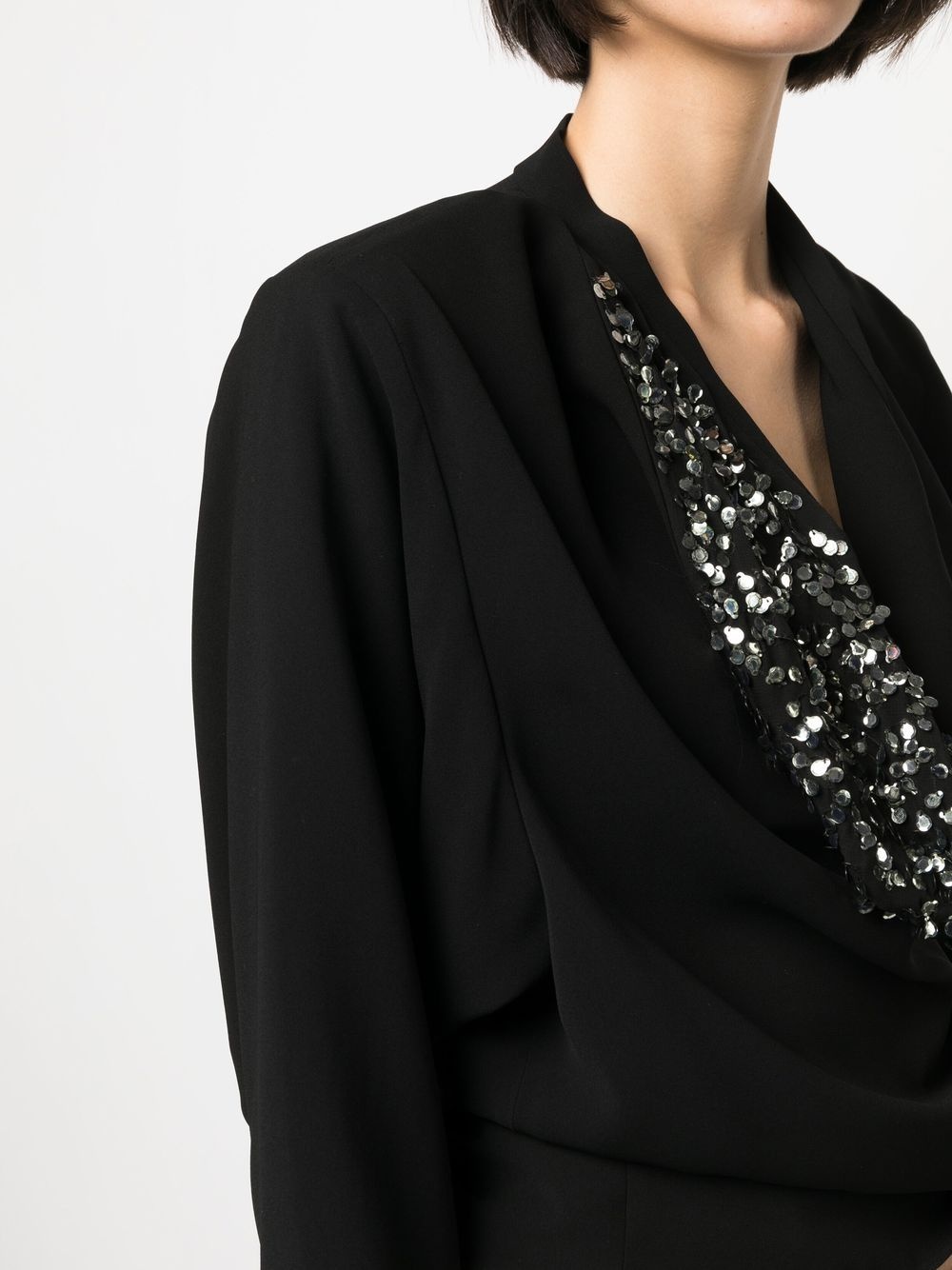 cowl-neck long-sleeve blouse - 5