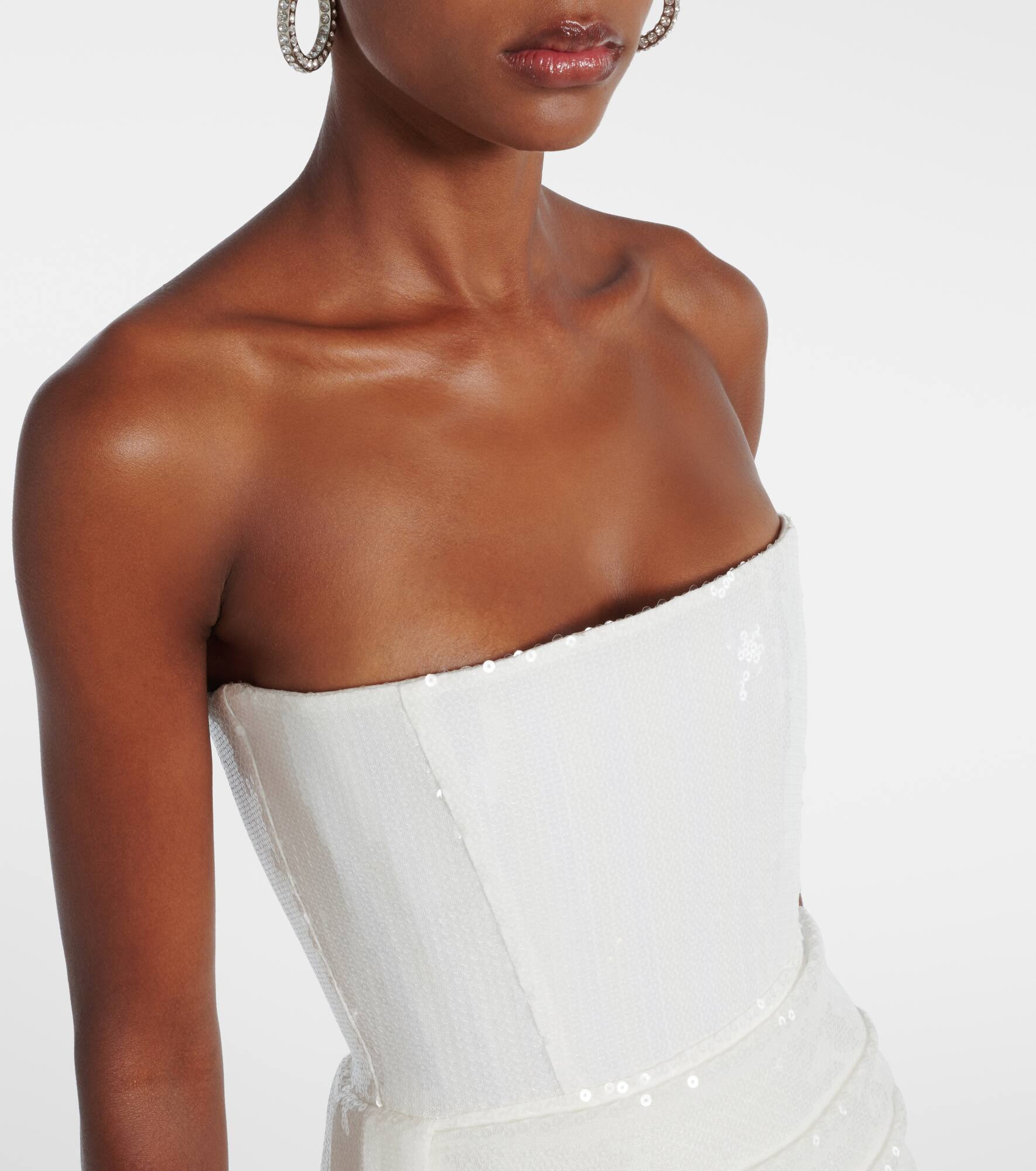 Bridal sequined strapless bustier gown - 4