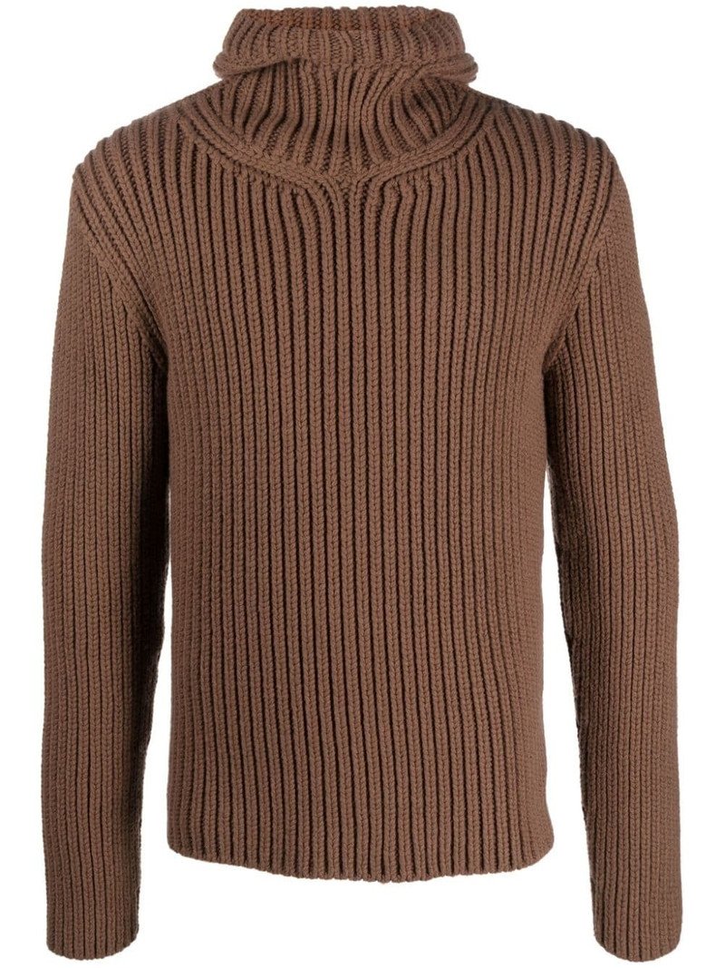 ribbed-knit hooded jumper 1
