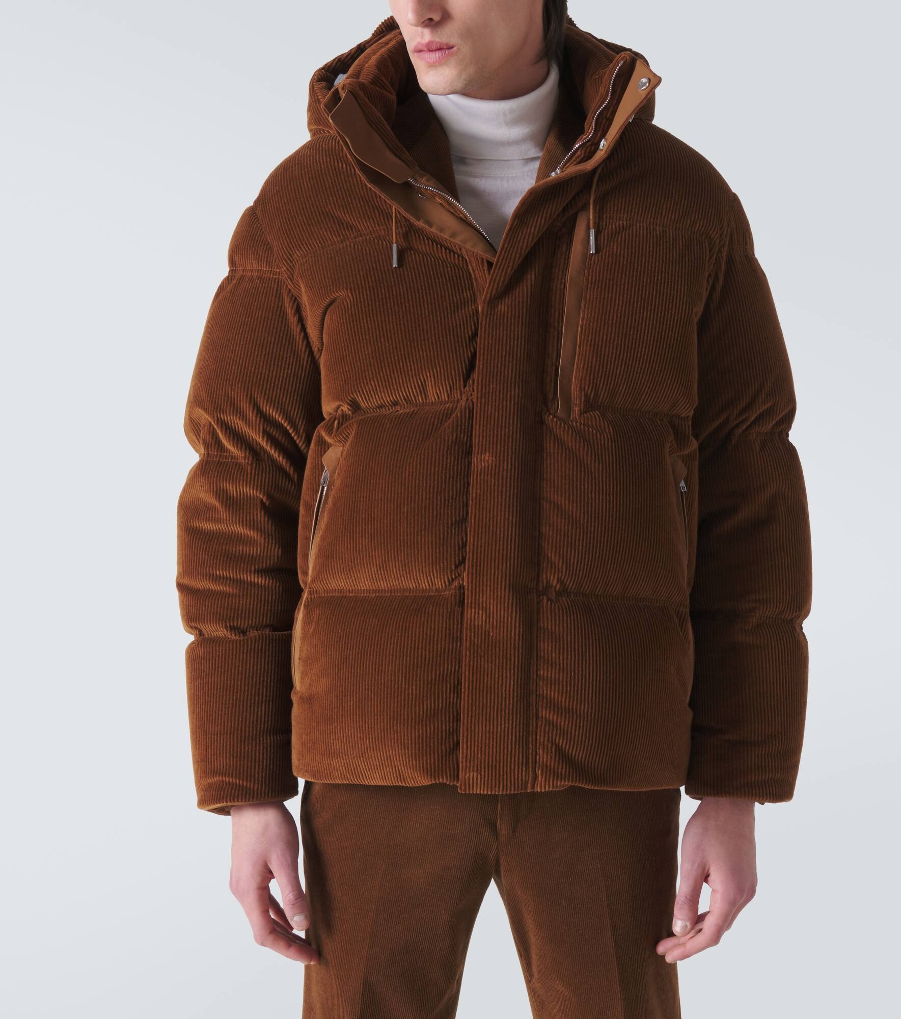 Cotton and cashmere corduroy down jacket - 3