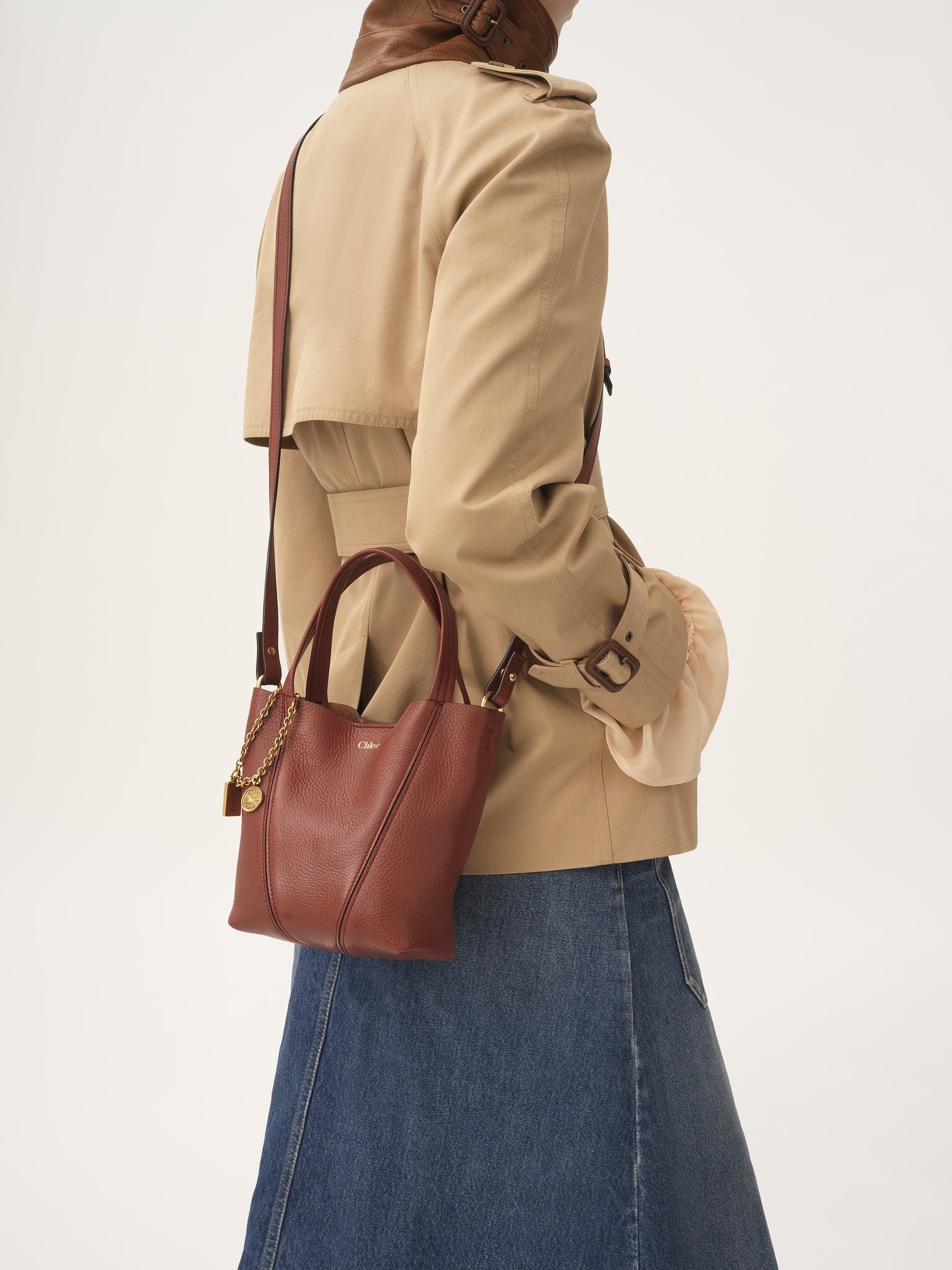 SMALL CHLOÉ SPIN TOTE BAG IN GRAINED LEATHER - 3