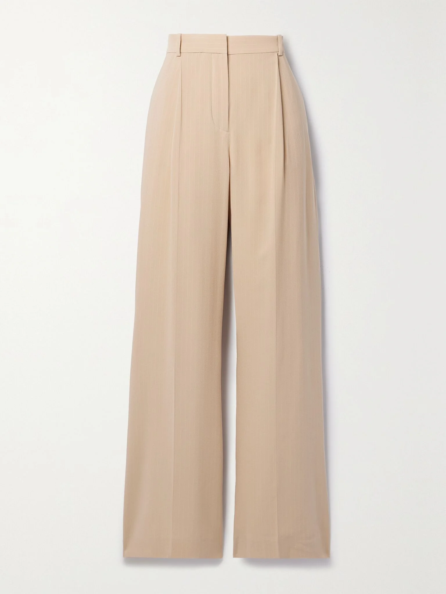Jail pleated pinstriped silk-blend georgette wide-leg pants Beige - 1