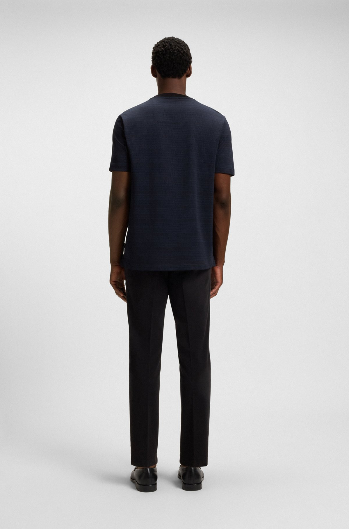 MERCERIZED-COTTON T-SHIRT WITH GRID PATTERN - 5