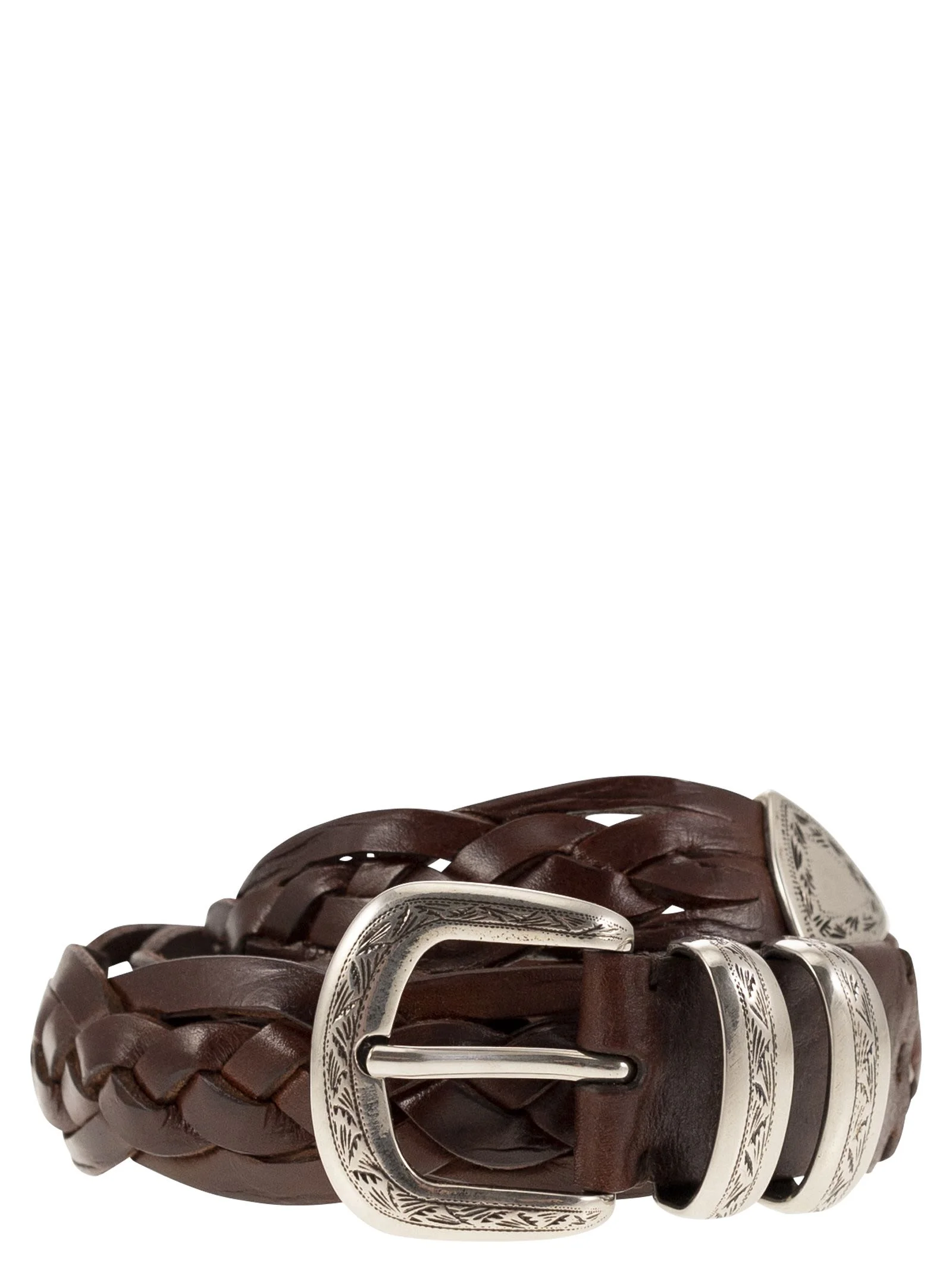 Brunello Cucinelli Men Braided Calfskin Belt With Detailed Buckle And Tip - 1
